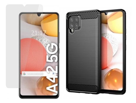 Carcasa + Protector de Pantalla Samsung Galaxy A42 5G TUMUNDOSMARTPHONE Pack Negro