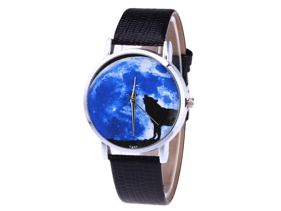 Reloj De Cuarzo Para Hombre Y Mujer Con Correa De Cuero Pu Casual Negro