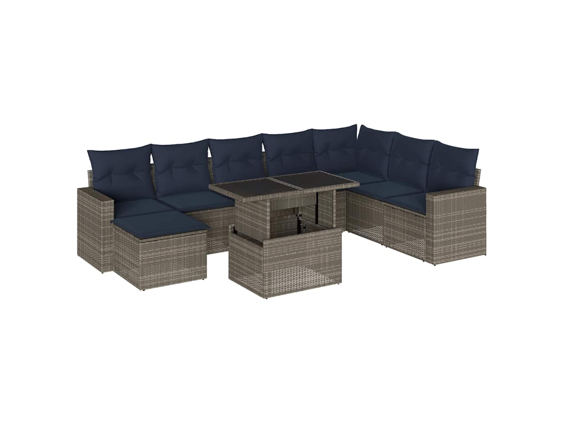 Maison Exclusive - Conjunto De Sofá De Jardín De 9 Piezas Con Cojines, Poliratán Gris