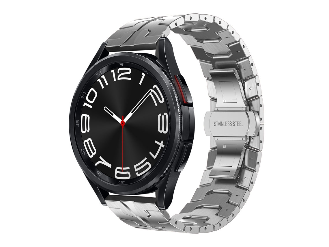 Correa de reloj inteligente para Samsung Galaxy Watch 6/6 Correa clásica de metal de acero inoxidable (Plata)