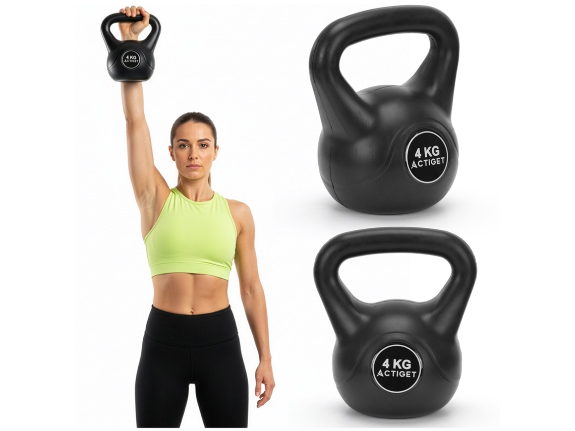 Kettlebell De 4 Kg – Equipo De Entrenamiento De Fuerza Con Bola De Ejercicio, Negra.