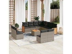 Conjunto de sofá de jardín de 12 piezas con cojines, ratán gris, DKD Home Decor