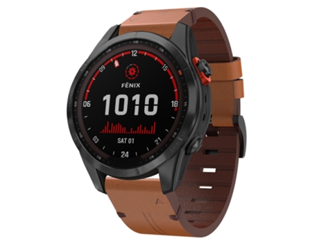 Correa Smartwatch para Garmin Fenix 7S Solar 20mm con Hebilla de Cuero y Acero (Marrón)
