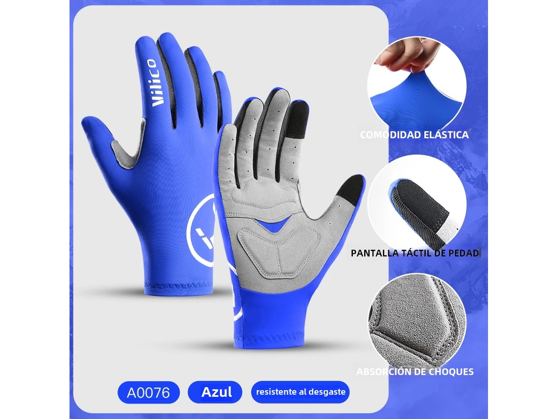 (azul S) Guantes Profesionales De Ciclismo Para Exteriores, Con Pantalla Táctil Sensible, Absorción De Impactos Y Propiedades Antideslizantes.