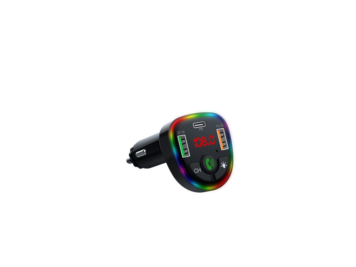 Transmisor de FM YIZHOOD P23 Receptor de audio Reproductor de MP3 3.1A Carga rápida Manos libres inalámbricas 5.3 Kit de coche negro