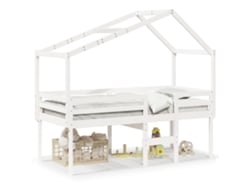 Cama Alta Con Techo 90x190 Cm Pino Macizo Blanco Dkd Home Decor