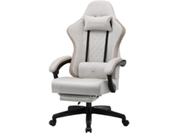 Silla Gaming Gtplayer, Silla De Oficina, Diseño Ergonómico, Asiento Con Muelles Y Reposapiés, Tela, Beige-marrón