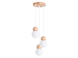Lámparas colgantes Pekka de vidrio/madera blanco/madera natural 124x31x31cm SOLLUX LIGHTING