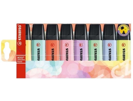 Marcador Stabilo Boss Fluorescente 70 Pastel Estojo de 8 Unidades Cores Sortidas
