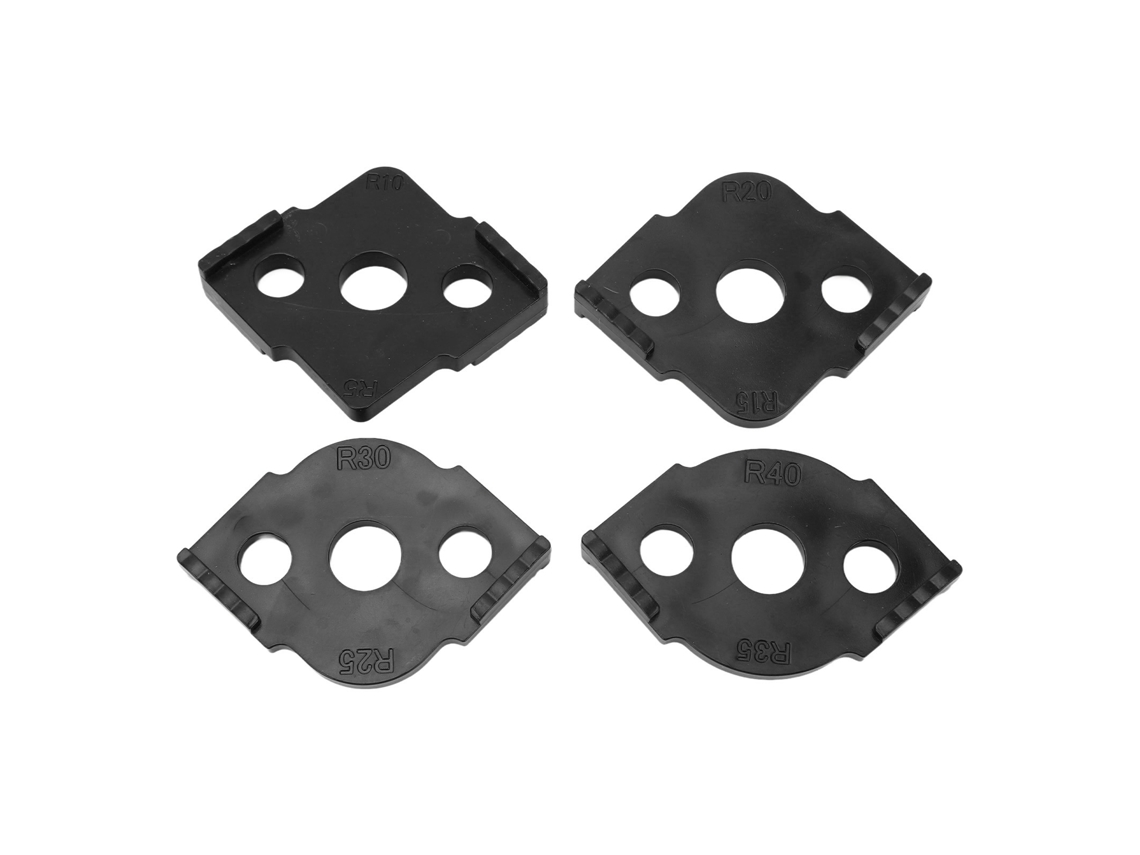 Plantillas de esquinas redondeadas de 4 piezas R con plantilla de rotación, localizador de esquinas de ABS para carpintería, color negro.