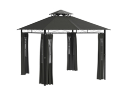 Carpa Pabellón Fiesta Jardín 3x3x2,88 M Resistente Gris Oscuro