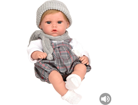 Muñeco ARIAS Elegance 33 cm Yael Gris c/ Sonido Risa (Edad Mínima: 0 Años - 37 x 17,5 x 23,5 cm)