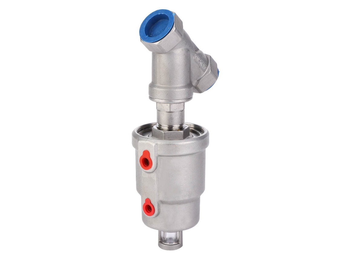 2026velora - Válvula neumática angular de acero inoxidable con rosca hembra Hilo de 3/4 pulg. DN20 para vapor