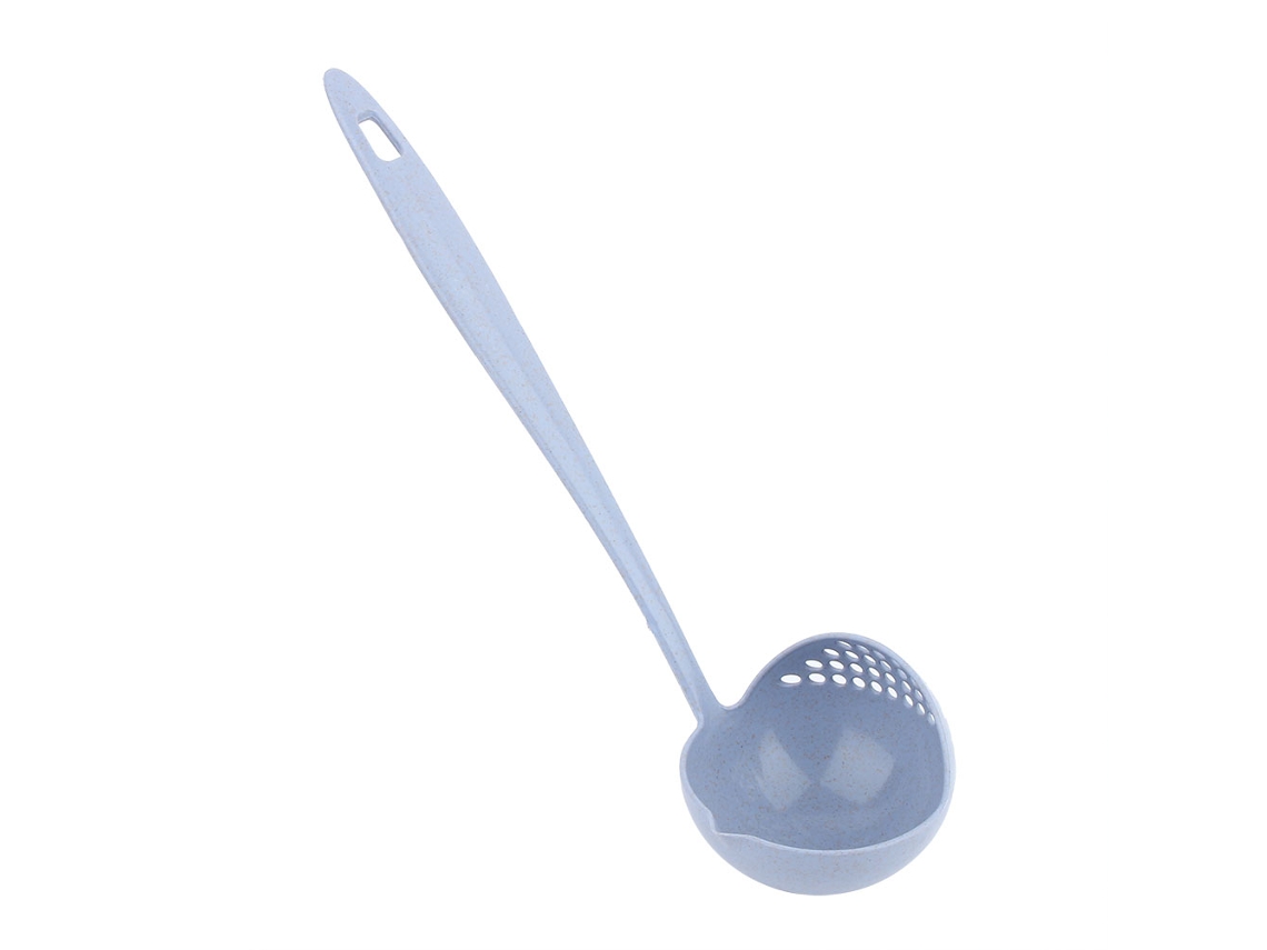 Cuchara de sopa de paja de trigo con colador - Para el hogar y el restaurante (azul) RNEMITERY