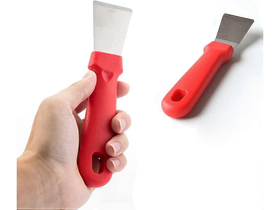 Rasqueta De Limpieza Para Hornillas, Estufas, Placas De Inducción, Acero Inoxidable Y Plástico, Roja, 2 Piezas