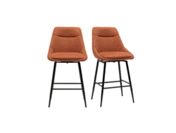 Taburetes De Bar Giratorios 360° En Tela Efecto Terciopelo Texturizado Marrón Quemado Y Metal H66 Cm (juego De 2) Aless Miliboo