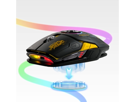 Ratón Gaming ENKERS Led RGB (Inalámbrico - 1600 dpi - Negro)