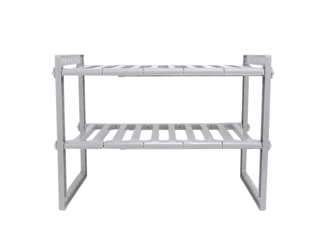 Organizador Extensible De Acero Inoxidable De Dos Niveles Para Debajo Del Fregadero, Con Gran Capacidad, Color Gris.