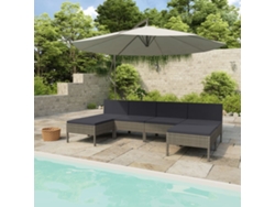 Conjunto de jardín de 6 piezas con cojines, ratán gris, DKD Home Decor