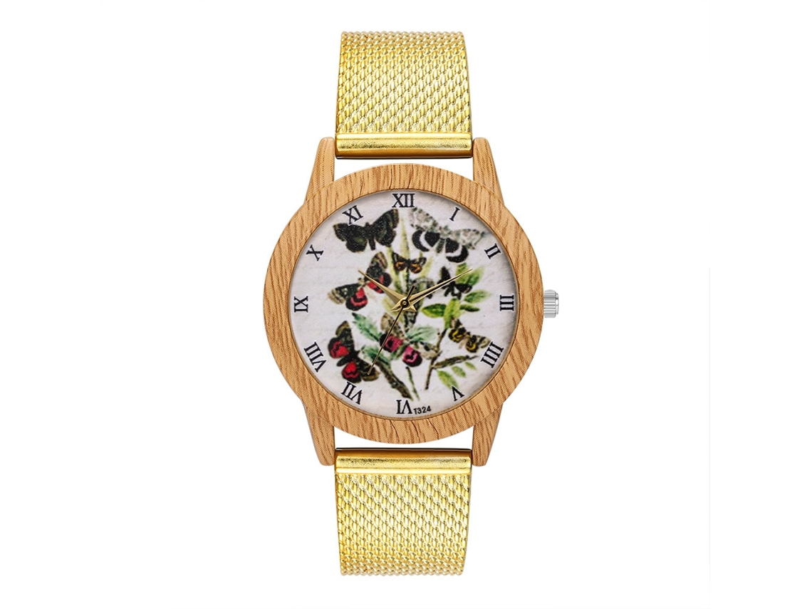Reloj Analógico De Cuarzo Unisex Con Lujosa Y Sencilla Correa De Malla Dorada Zhoulianfa