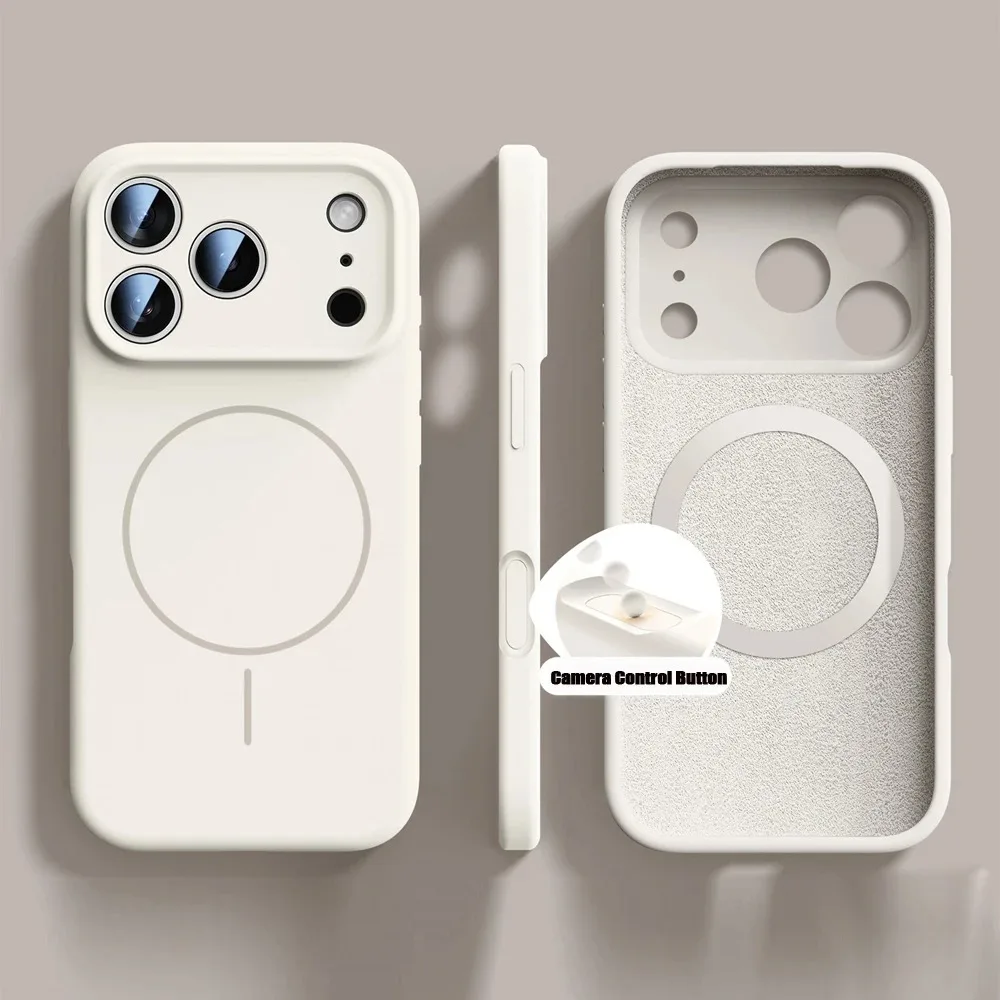 (iphone 15 Pro Max Blanco) Funda Protectora Magnética De Silicona Líquida Para Iphone, Funda Blanda Original