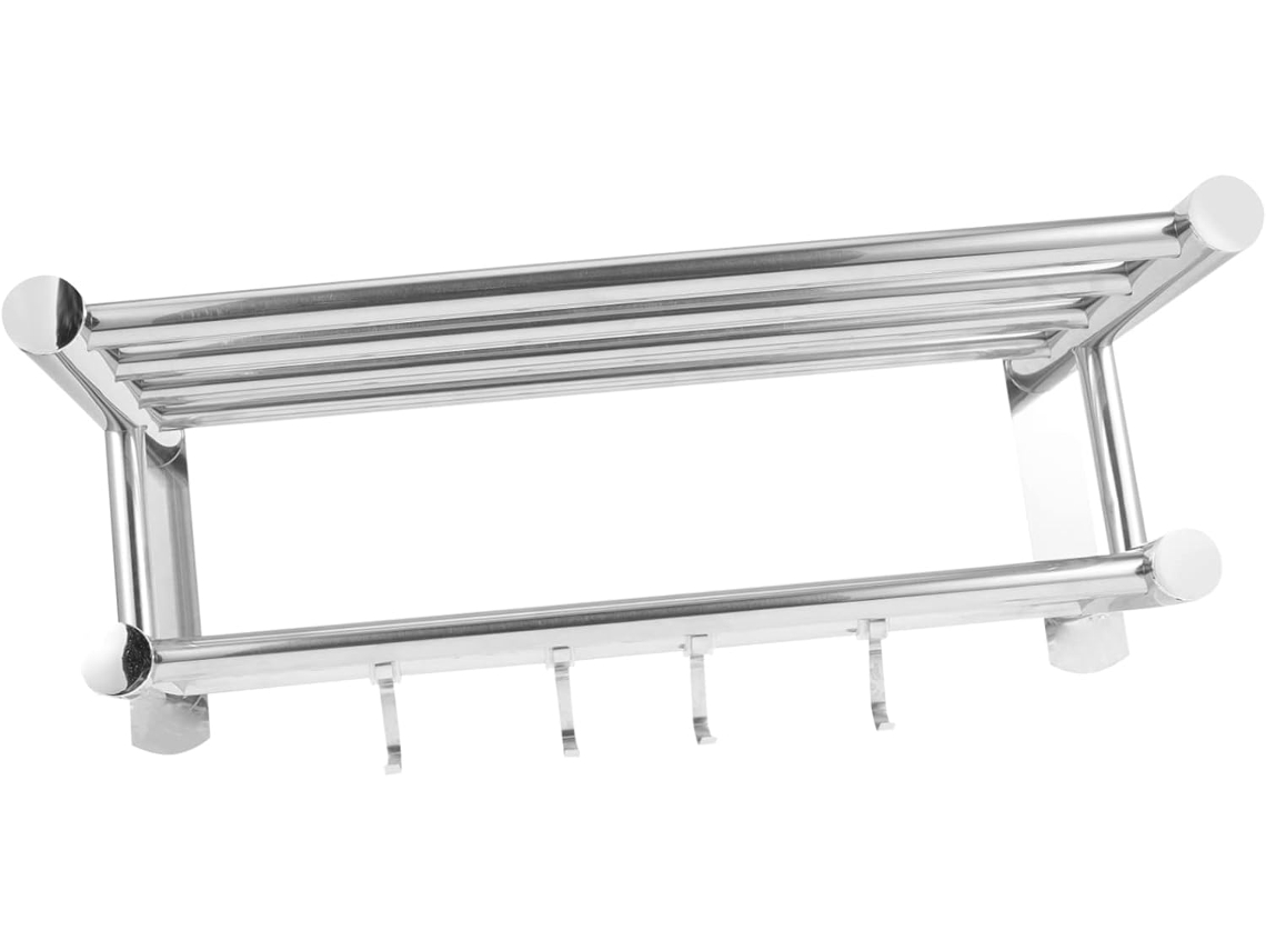 Elegante toallero de acero inoxidable para el baño.
