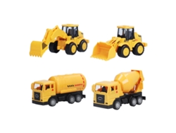 -4 Piezas Modelos De Vehículos De Construcción Mini Plásticos Juguetes Clásicos Para Niños Y Bebés Niños