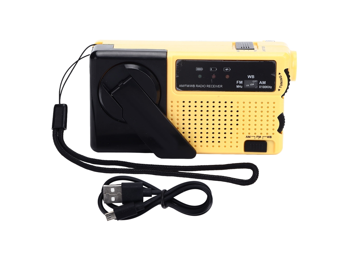 2026-linterna Radio Portátil De Manivela Mini Fm Am Radio Meteorológica Con Linterna Led Amarilla