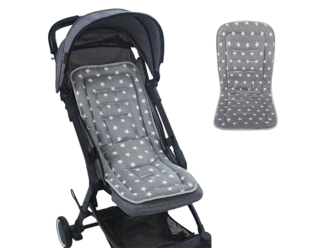 Cojín lavable para asiento de cochecito, algodón transpirable/gris Gertiz