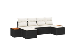 Maison Exclusive - Conjunto De Sofá De Jardín Con Cojín 6 Pcs Negro Y Crema