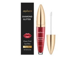 Lápiz labial líquido Zephoco True Red, rojo brillante, hidratante.