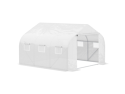 VPMKP - Invernadero Outsunny 3,5x3x3 m con protección UV, resistente al viento, ventanas de malla, ideal para tomates y plantas en jardín o balcón, metal, blanco.