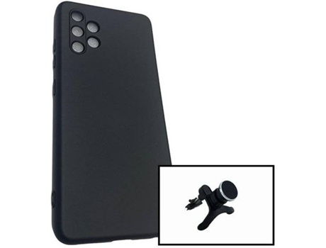 Carcasa + Soporte Magnético Reforzado Samsung Galaxy A32 5G PHONECARE Silicona Liquida Negro