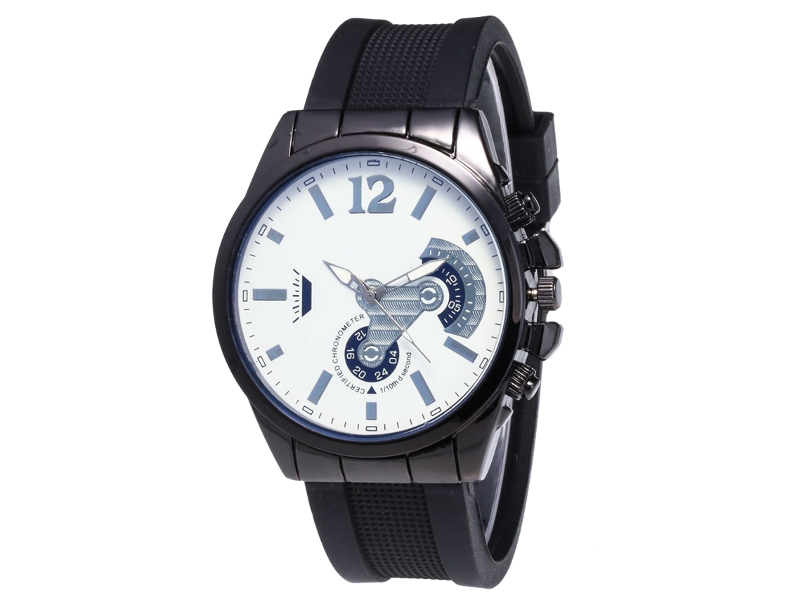 Reloj De Cuarzo Unisex Para Pareja Con Correa De Silicona Dial Blanco Y Negro Zhoulianfa