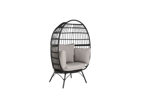 Sillón de jardín DKD HOME DECOR Negro Gris Metal ratán sintético (99 x 71 x 147 cm)