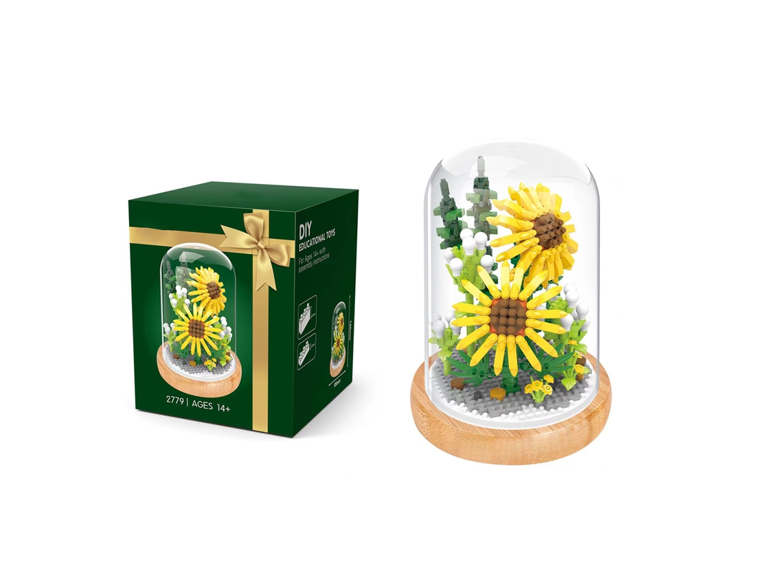 Bloques de plantas de girasol en miniatura para armar con cubierta protectora