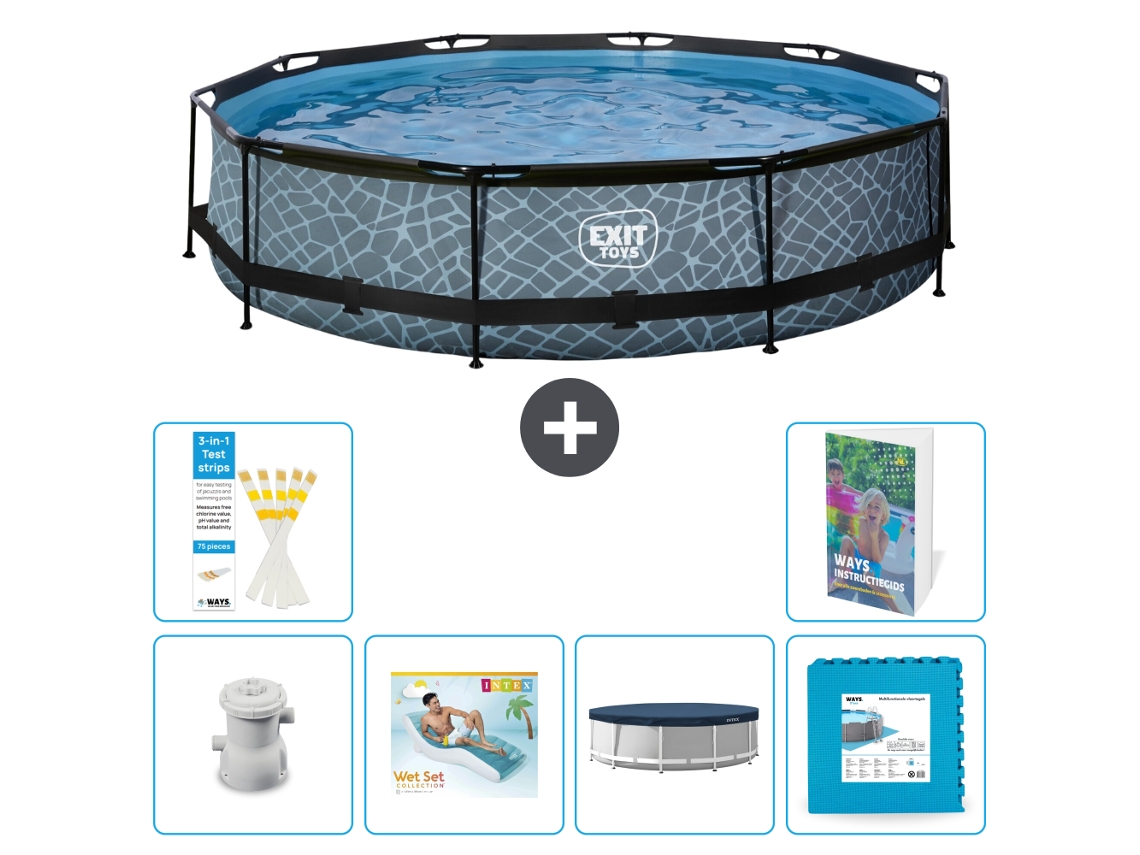 Exit-toys Piscina Exit Redonda - Efeito Pedra - 360x76 Cm - 7-peças S311