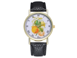 Reloj De Pulsera De Cuero Con Patrón De Frutas Moda Cuarzo Unisex