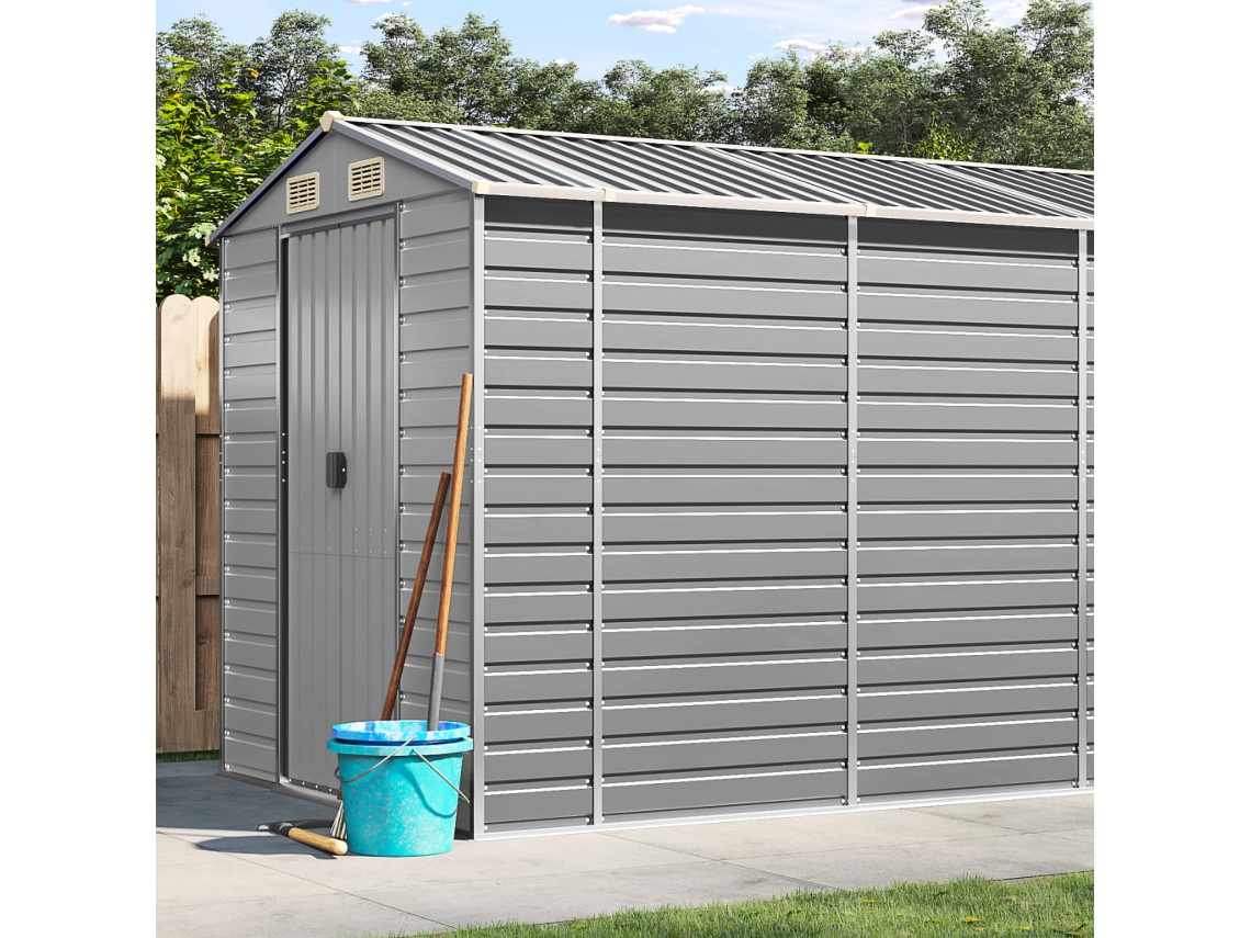 Caseta de jardín de acero galvanizado, 191 x 895 x 198 cm, color gris claro, DKD Home Decor