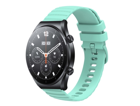 Correa de reloj inteligente para Xiaomi MI Watch S1 22 mm Patrón de puntos ondulados Correa de reloj de silicona de color sólido (Verde azulado)