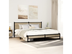 Estructura De Cama Sin Colchón Metal Roble Sonoma 183x213 Cm