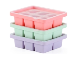 Bandeja De Silicona Para Cubitos De Hielo Con Tapa Extraíble, Moldes Grandes Para Cubitos De Hielo, 3 Piezas, 18 Cubitos.