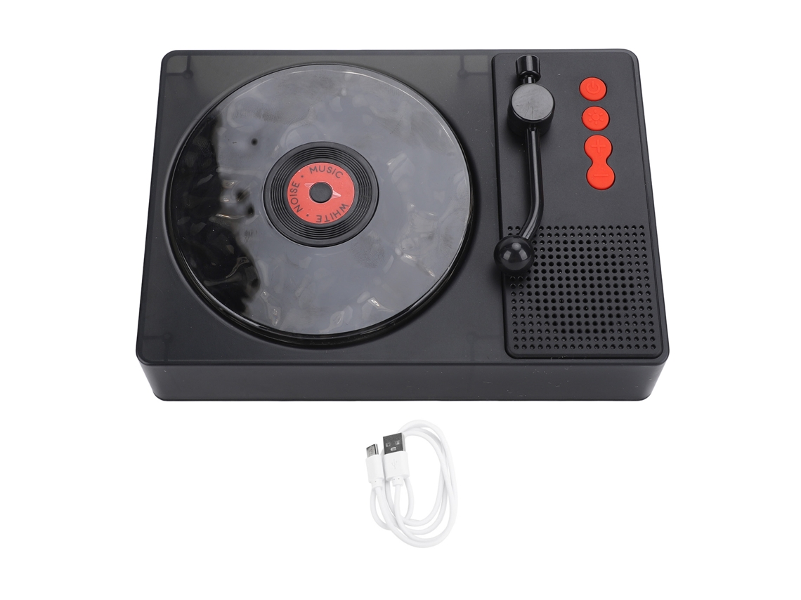 Alto-falante Bluetooth Waves Sem Fio Estilo Player De Discos Vintage Com Lâmpada De Noite Preto
