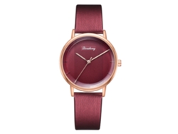 Reloj De Pulsera De Cuarzo Sencillo De Aleación De Pu Para Mujer Con Decoración Roja.