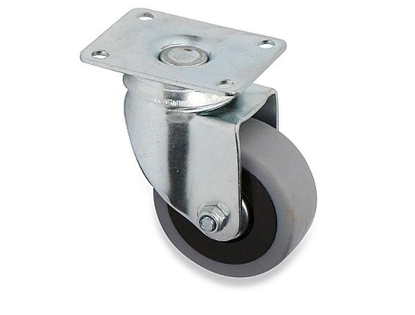 Rueda giratoria jade plus aro de goma ø60 plástico zincado placas antihilo y doble hilera de bolas.