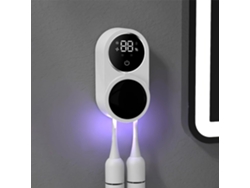 Soporte Pared Blanco Eléctrico Para 2 Cepillos Dientes Con Secado Desinfectante Sin Taladro