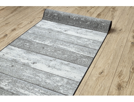 Alfombra de Pasillo con Refuerzo de Goma 57 cm Madera Tablero Gris