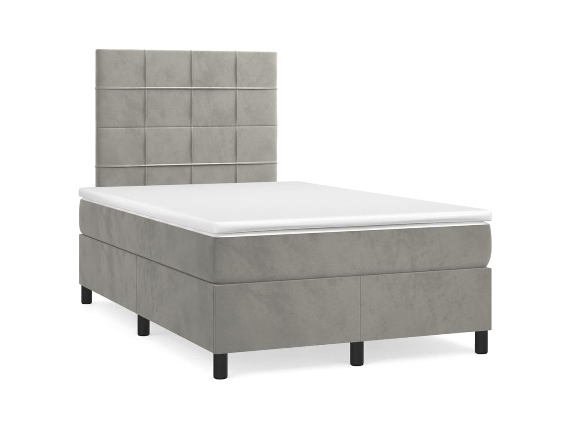 Maison Exclusive - Cama Box Spring Con Colchón Terciopelo Gris Claro 120x200 Cm