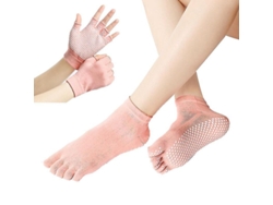 Conjunto De Calcetines Y Guantes Para Yoga Y Fitness, Antideslizantes, Transpirables Y Con Dedos Separados.