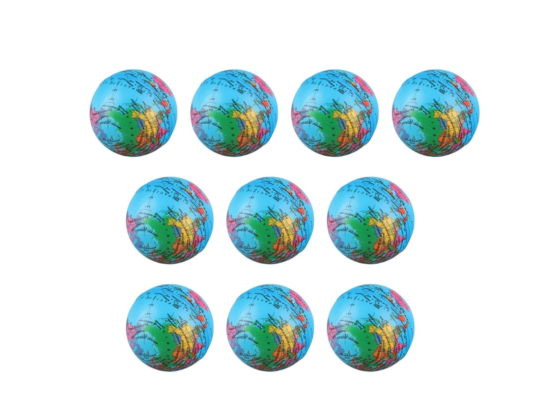 Ats-10 Piezas Pelotas De Estres Esponjosas De Globo Mundial Juguete Para Aliviar El Estrés